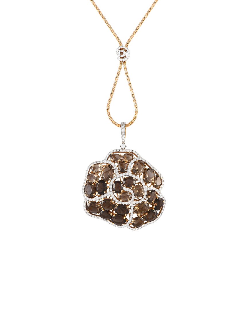 Casato 18k Rose Gold 1.57 Ct. Tw. Diamond & Smoky Quartz Necklace