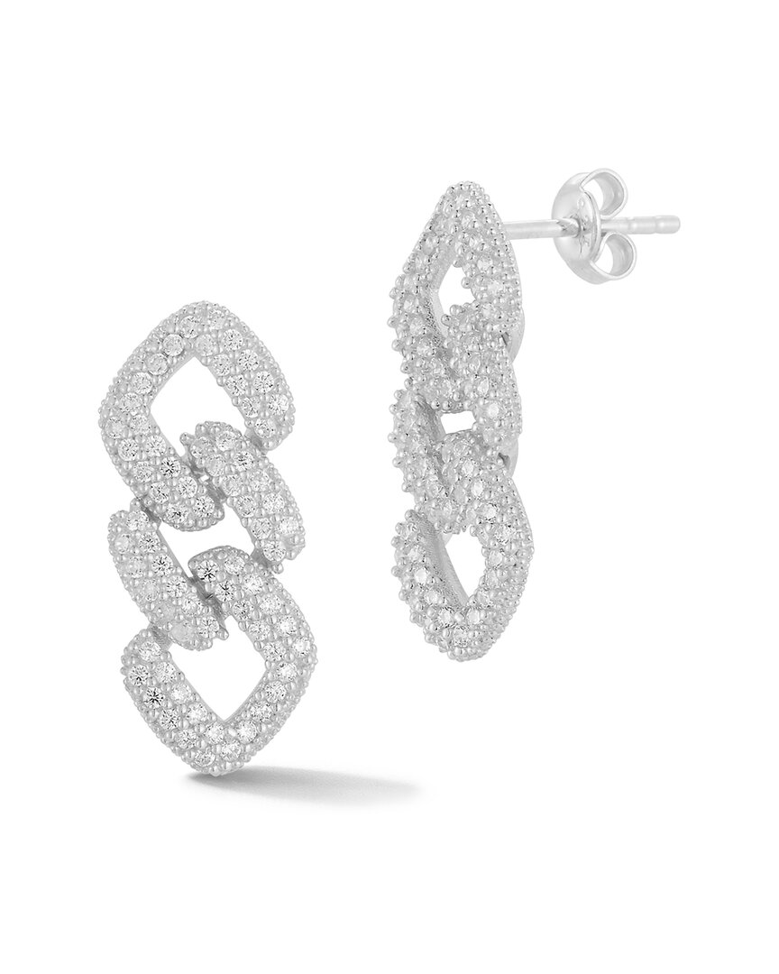 Glaze Jewelry Silver CZ Chain Drop Earrings