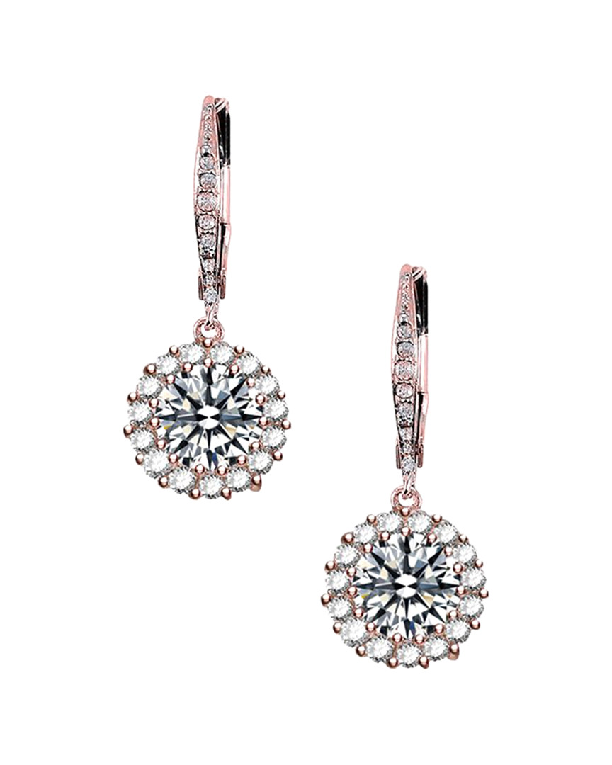 Genevive 14k Rose Gold Plated Silver Cz Drop Earring