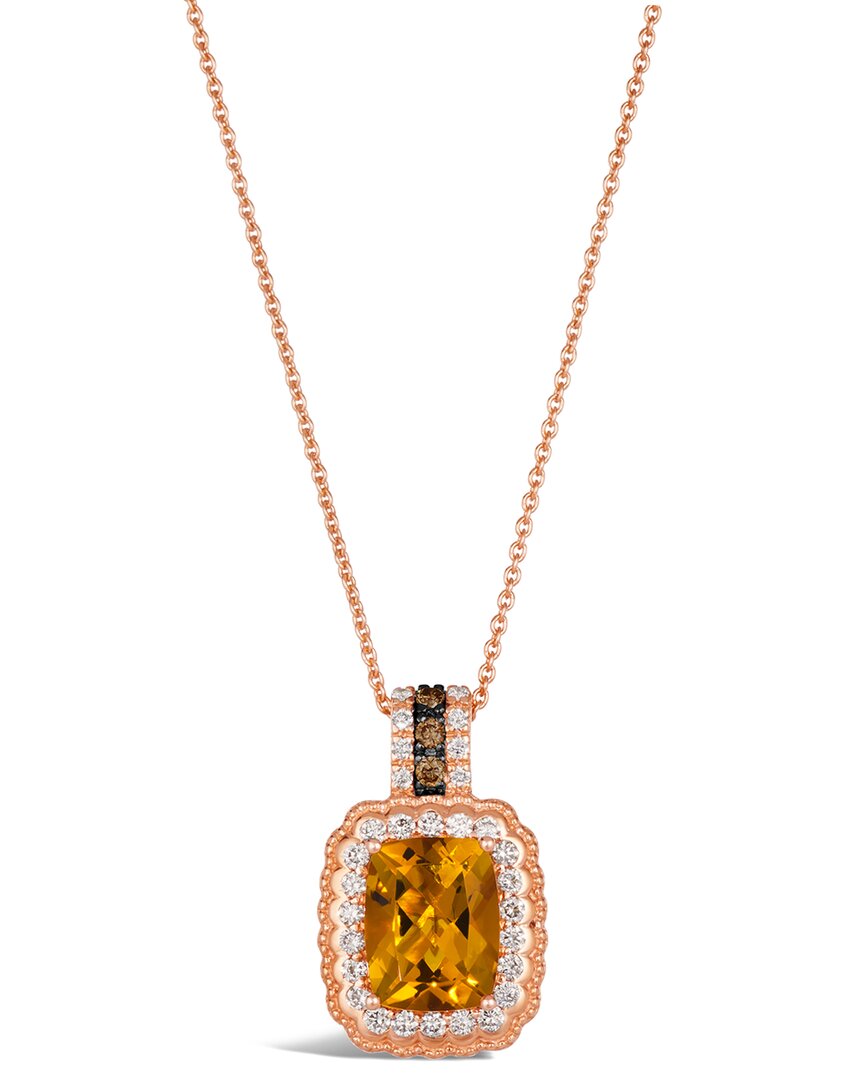 Le Vian 14k Rose Gold 1.84 Ct. Tw. Diamond & Citrine Pendant