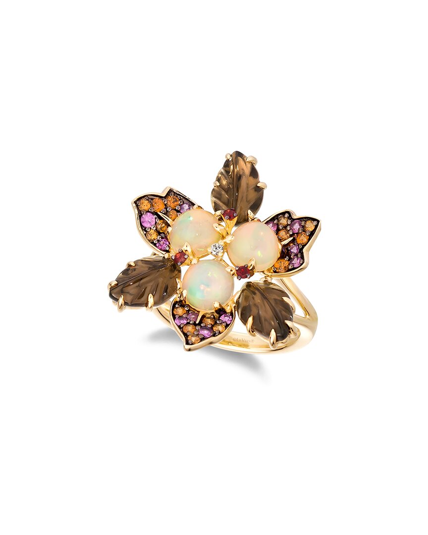 Le Vian Carved Leaves 14k 0.05 Ct. Tw. Diamond & Chocolate Quartz Ring