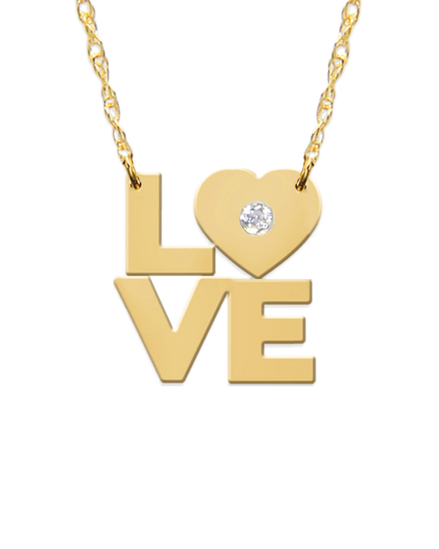 Jane Basch 14k Diamond Square Love Necklace