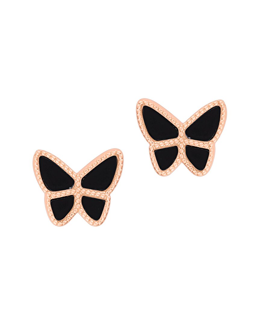 Adornia 14k Rose Gold Plated Black Butterfly Stud Earrings