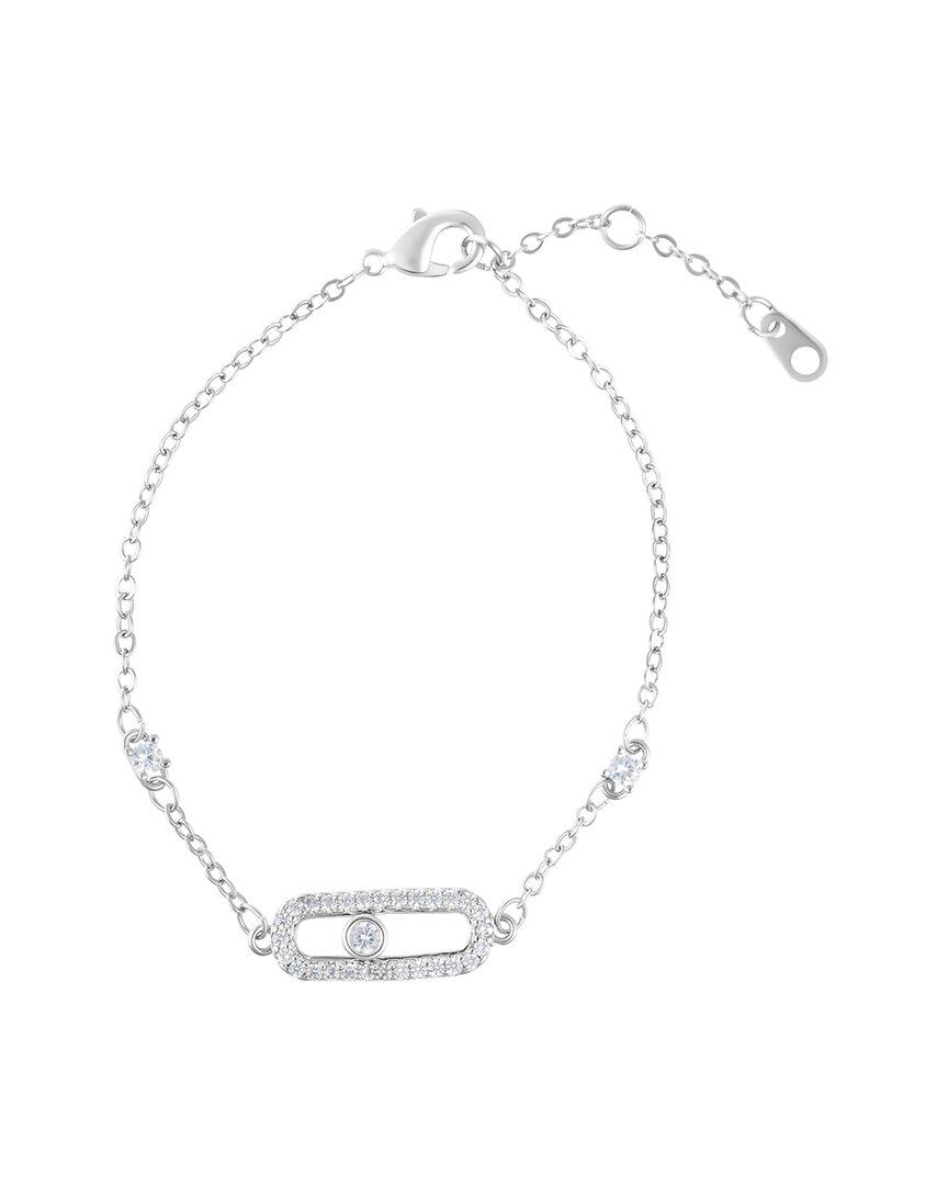 Adornia Silver Plated Cz Adjustable Dancing Stone Bracelet