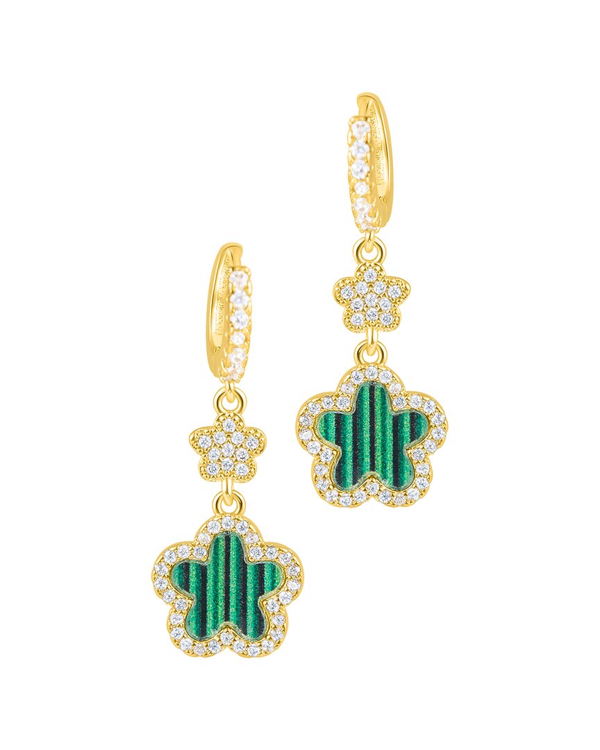 Adornia Gold Cubic Zirconia White Clover Earrings