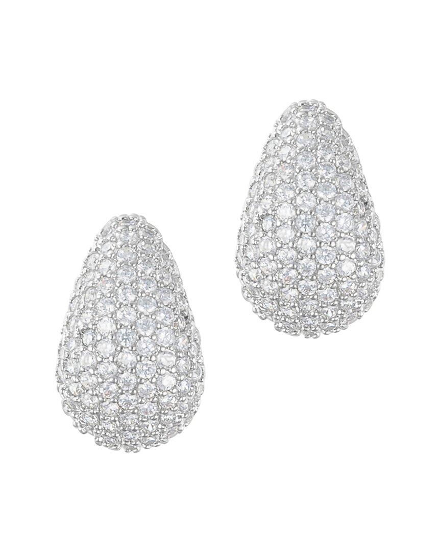 Adornia Silver Plated Teardrop Pave Earrings