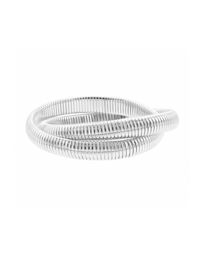 Adornia Sterling Silver Plated 2-layer Omega Chain Bacelet
