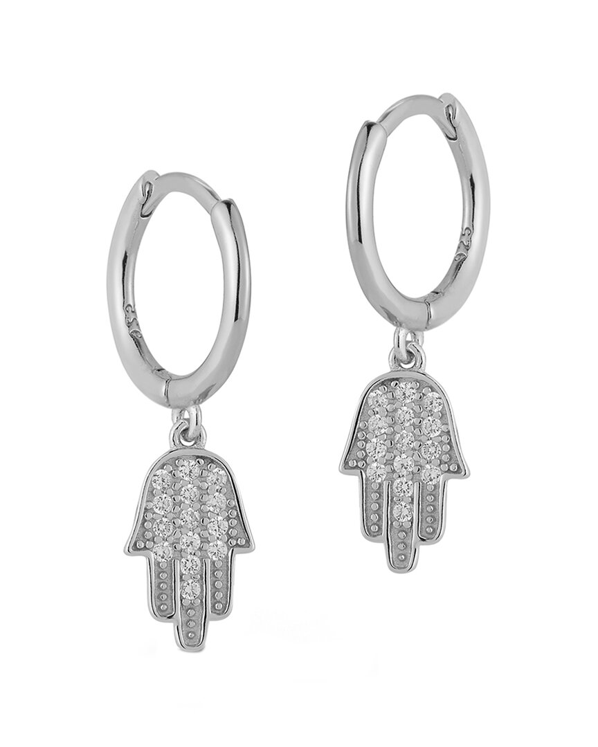 Glaze Jewelry Silver Cz Hamsa Huggie Earrings