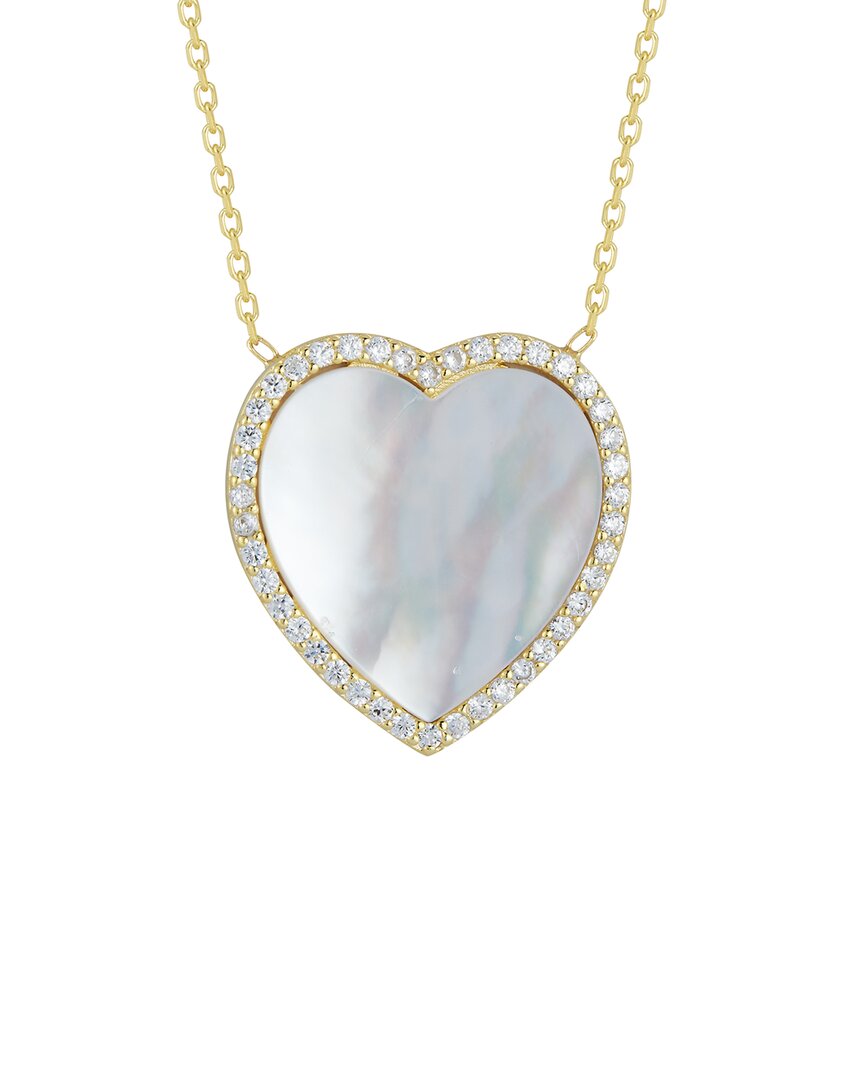 Glaze Jewelry Silver Mother Of Pearl Cz Heart Necklace