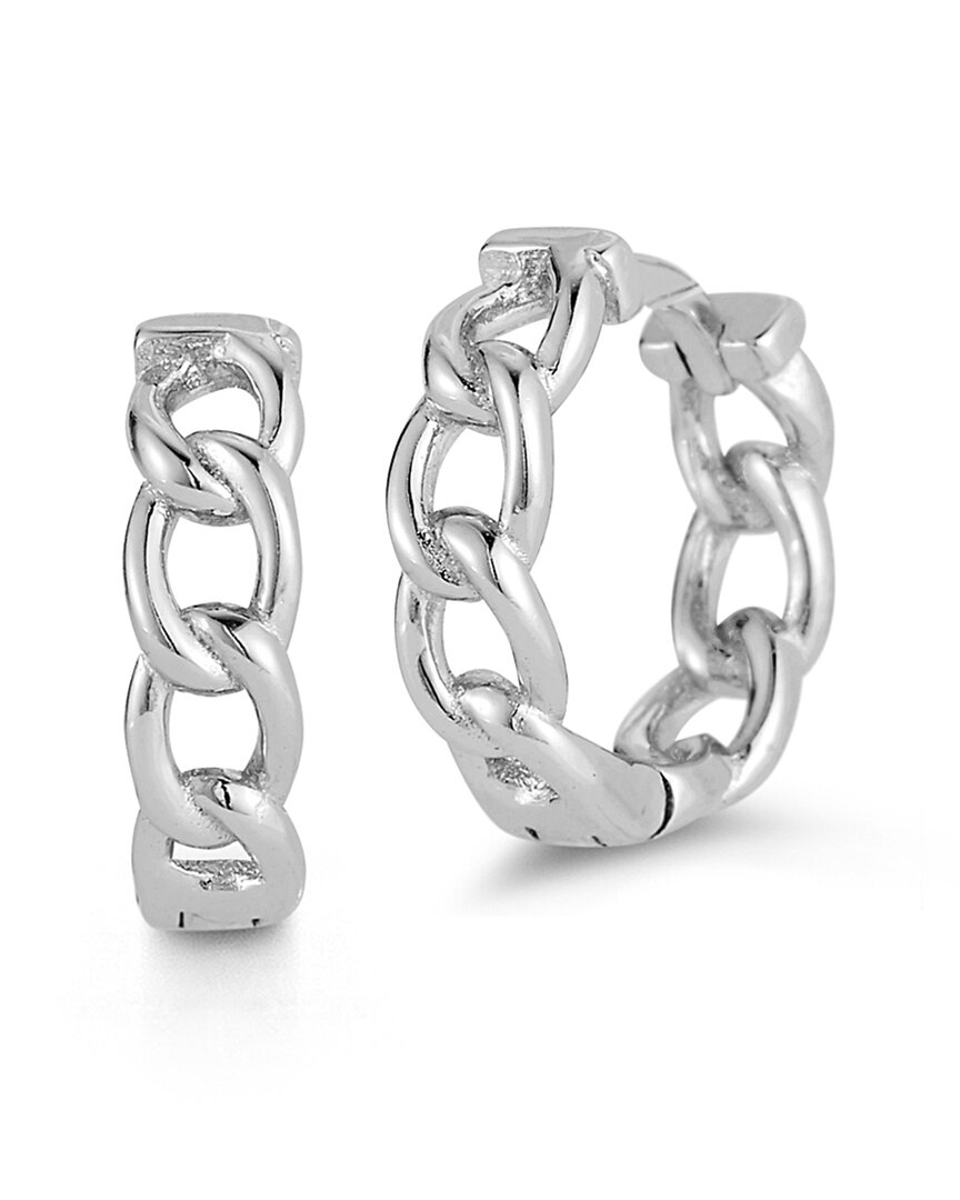 Glaze Jewelry Silver Cz Curb Huggie Earrings