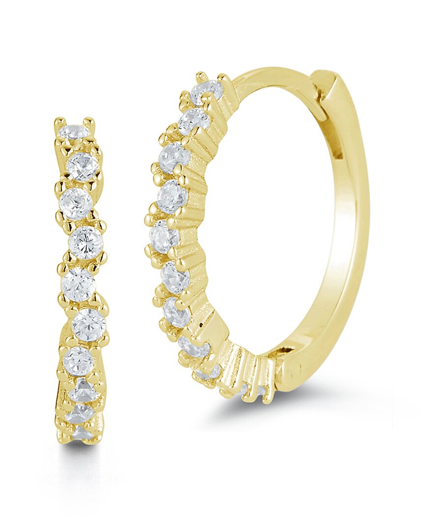 Glaze Jewelry Silver Cz Huggie Earrings In Gold