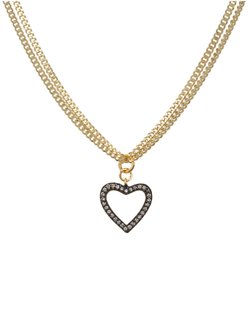 Rachel Reinhardt 14k Plated Cz Heart Pendant Necklace