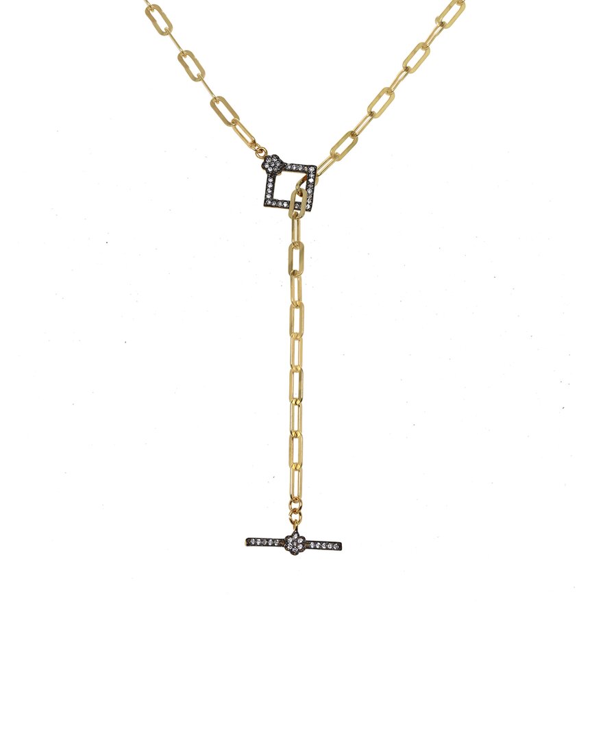 Rachel Reinhardt 14k Over Silver Cz Paperclip Chain Necklace
