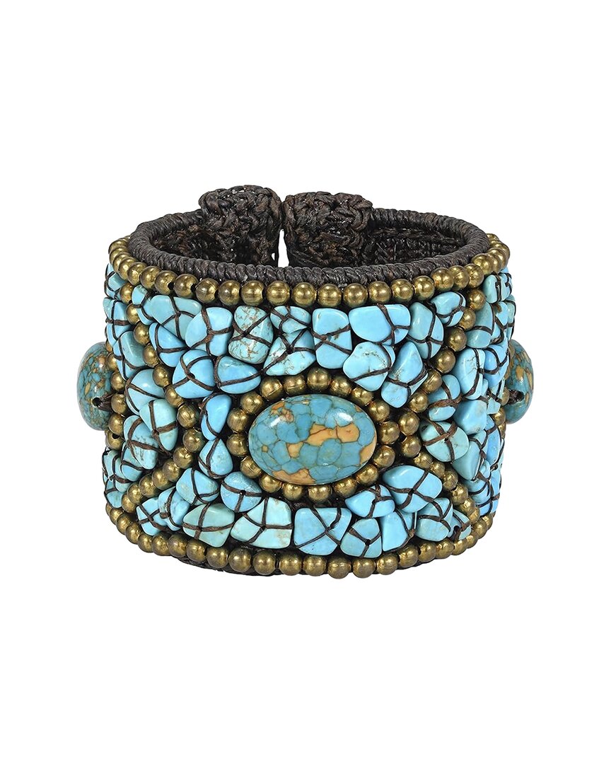 Liv Oliver 18k Plated 75.00 Ct. Tw. Turquoise Statement Cuff Bracelet In No Color