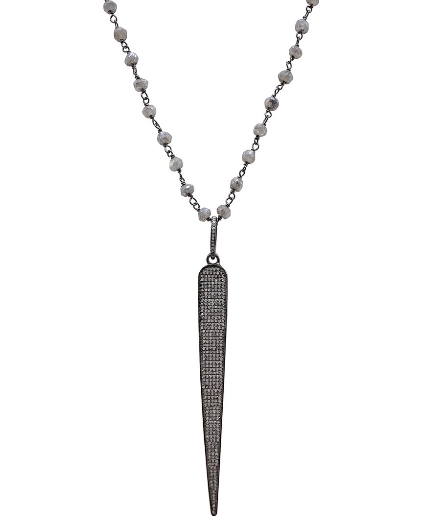 Adornia Fine Jewelry Silver 6.20 Ct. Tw. Diamond & Labradorite Spike Necklace