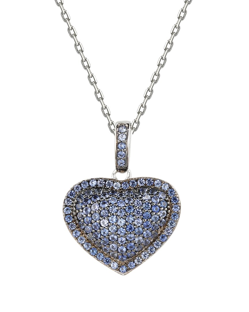Suzy Levian Silver 0.02 Ct. Tw. Diamond & Sapphire Pendant