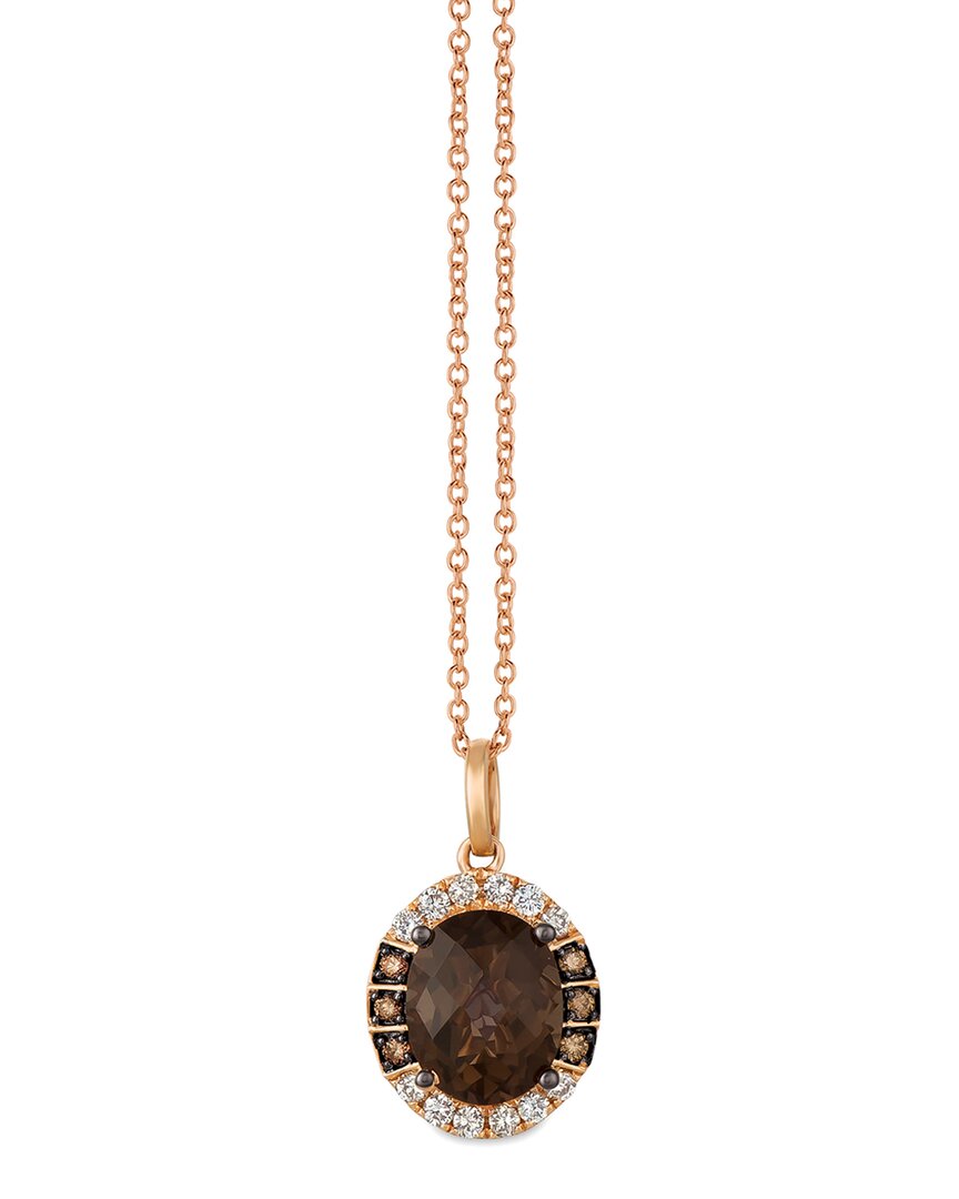 Le Vian ® 14k Strawberry Gold 2.80 Ct. Tw. Diamond & Smoky Quartz Pendant Necklace