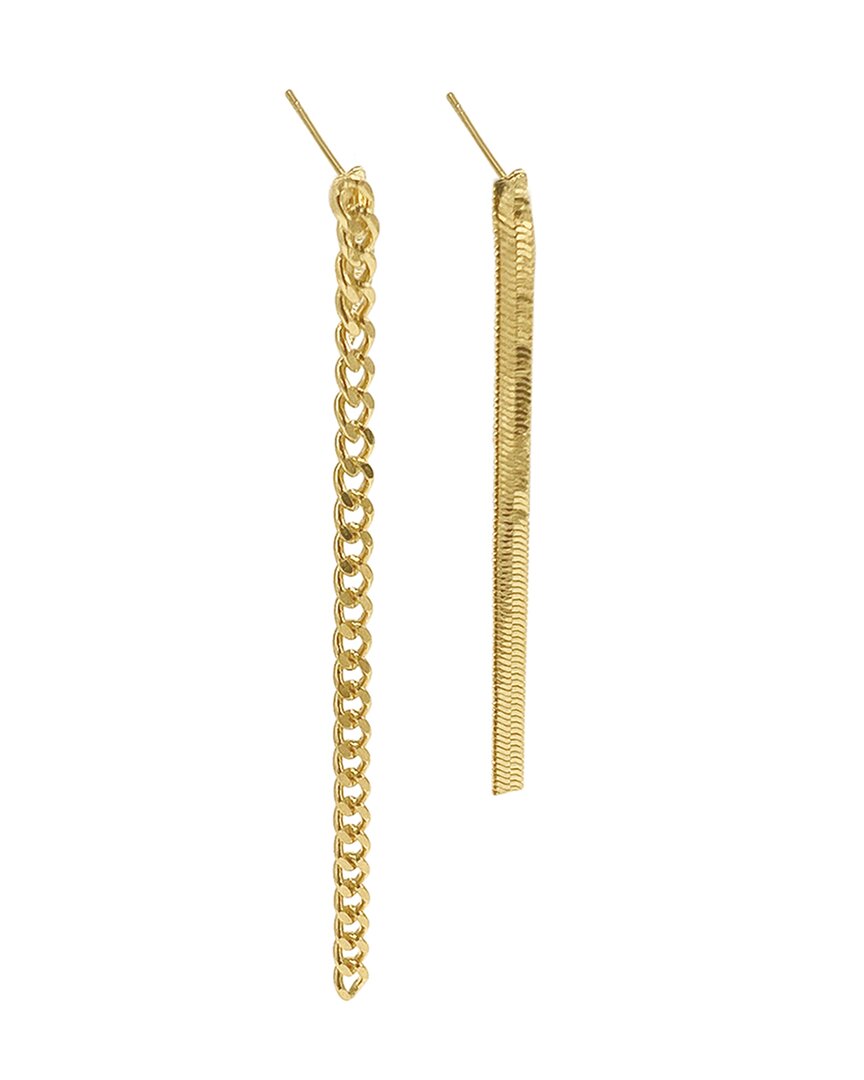 Adornia 14k Plated Water-resistant Herringbone Curb Chain Earrings In Gold