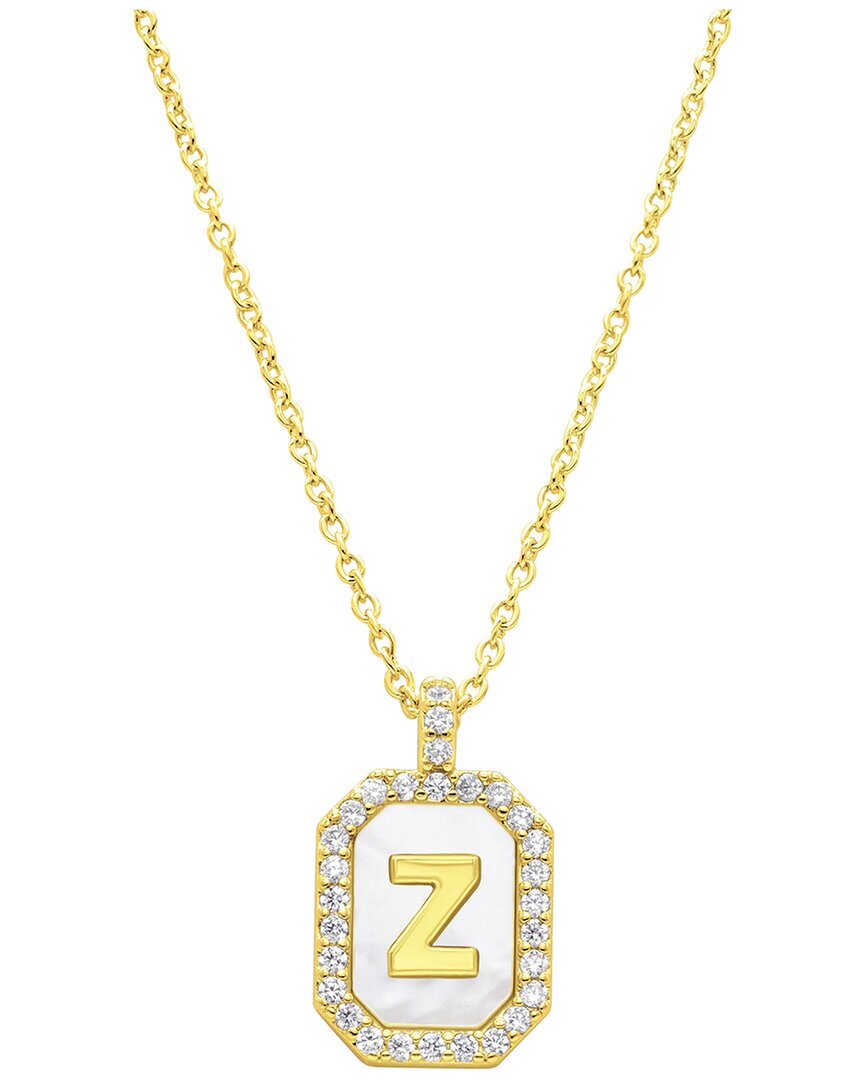 Adornia 14k Plated Pearl Cz Initial Tablet Necklace