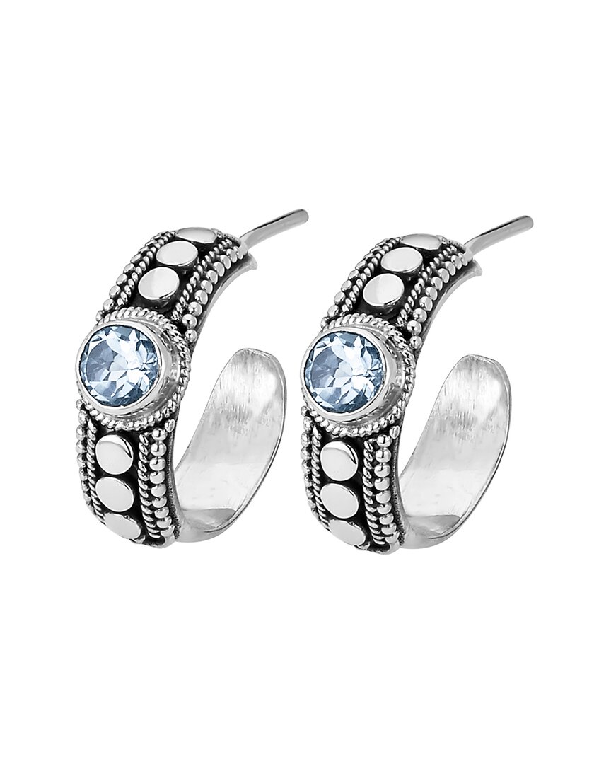 Samuel B. Silver 0.30 Ct. Tw. Blue Topaz Dot Hoops