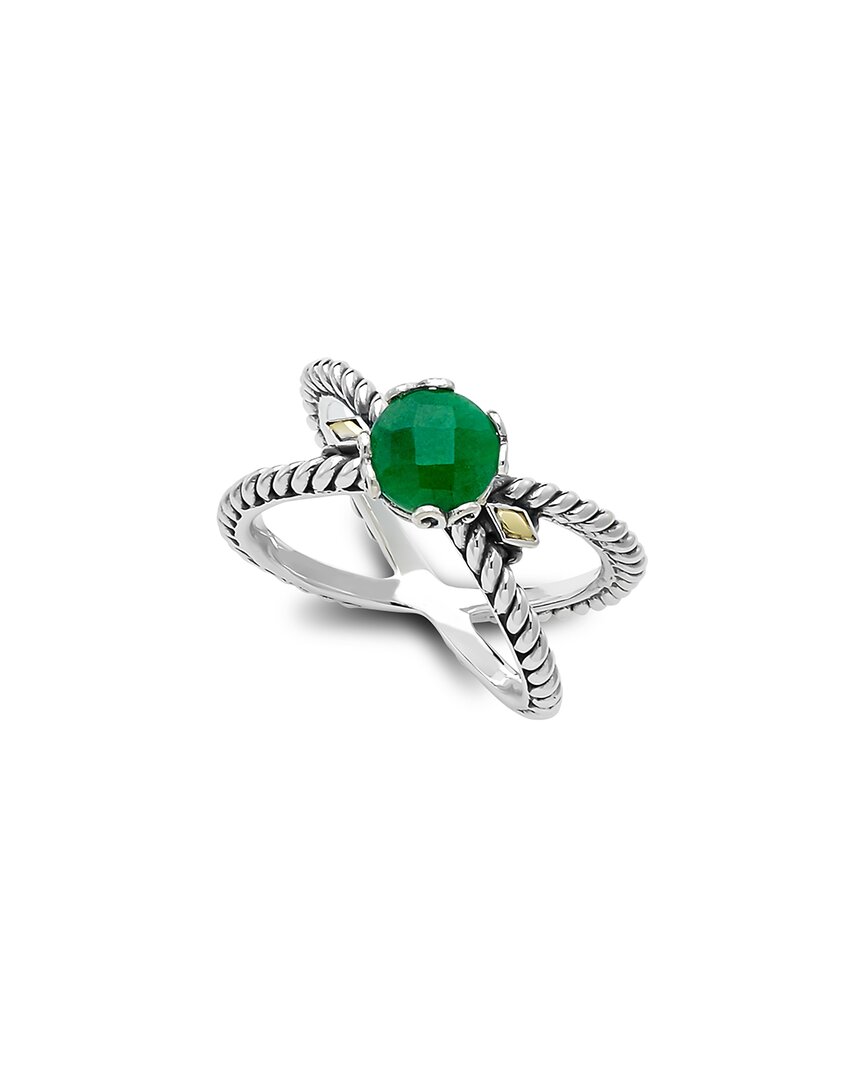 Samuel B. 18k & Silver 1.10 Ct. Tw. Emerald X Ring