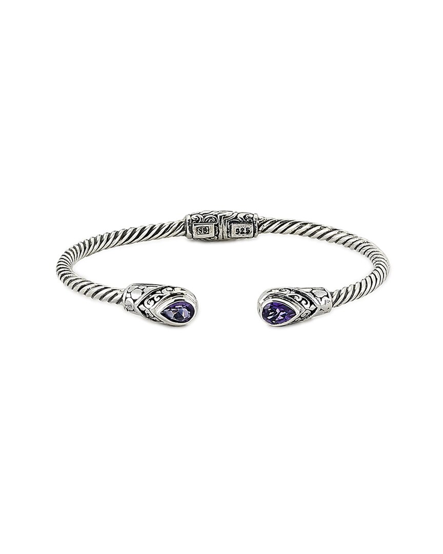Samuel B. Silver 1.00 Ct. Tw. Amethyst Twisted Cable Bangle Bracelet
