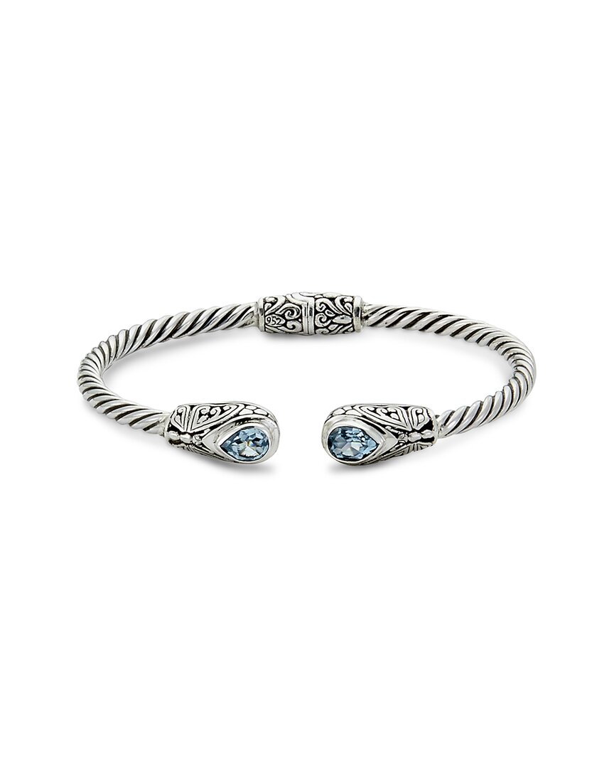 Samuel B. Silver 1.50 Ct. Tw. Topaz Twisted Cable Bangle Bracelet