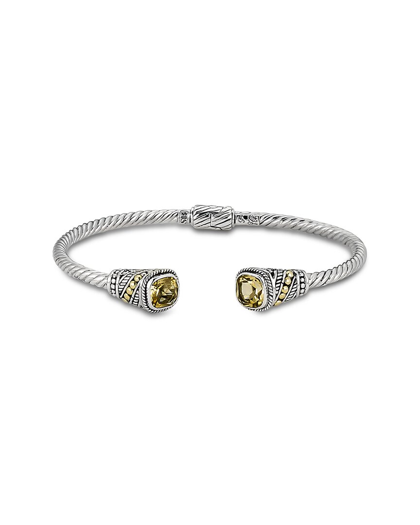 Samuel B. 18k & Silver 3.80 Ct. Tw. Citrine Twisted Cable Bangle Bracelet