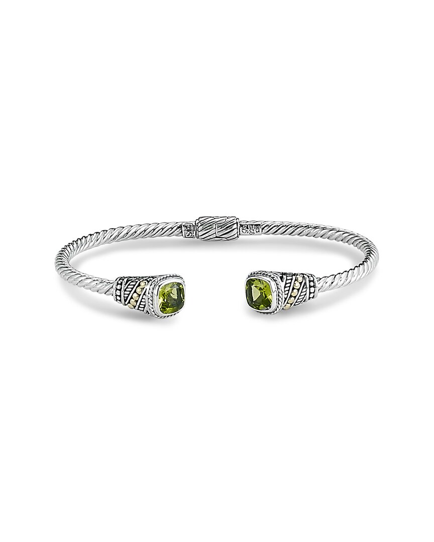 Samuel B. 18k & Silver 4.00 Ct. Tw. Peridot Twisted Cable Bangle Bracelet