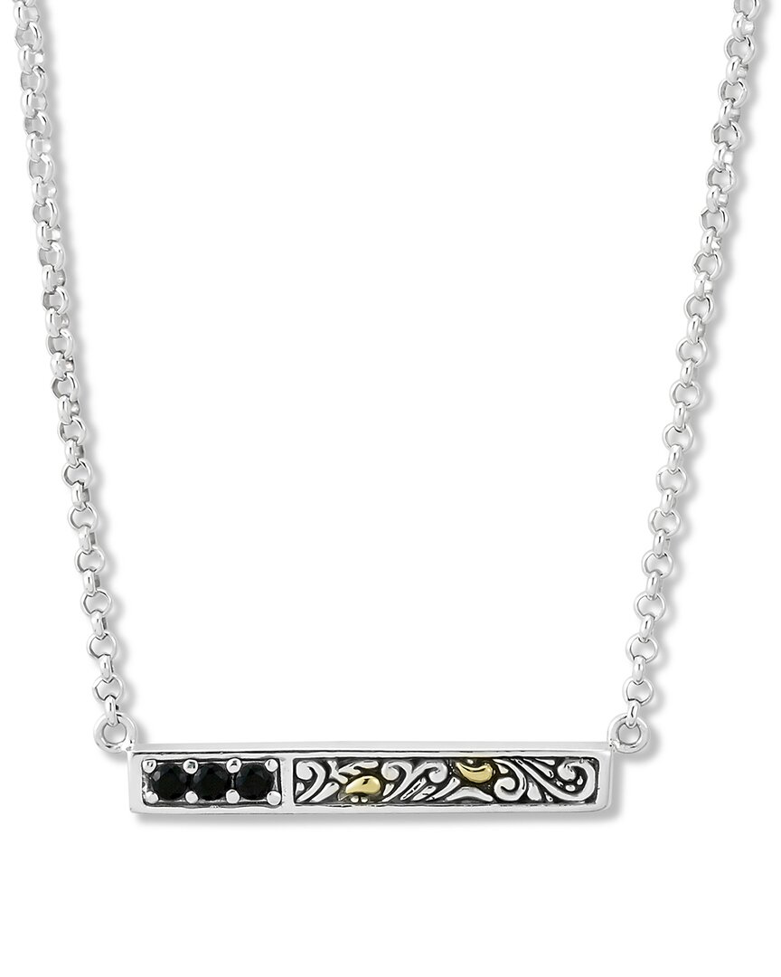 Samuel B. 18k & Silver 0.45 Ct. Tw. Onyx Bar Necklace