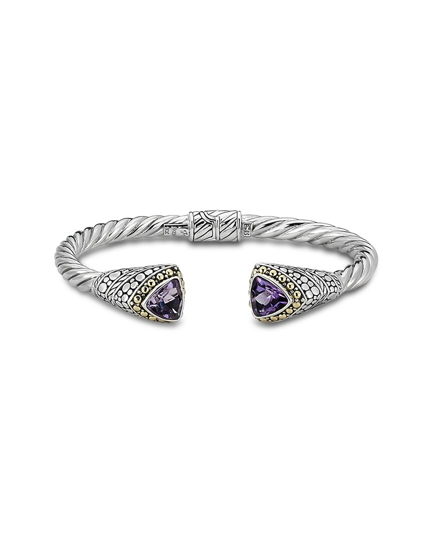 Samuel B. 18k & Silver 5.60 Ct. Tw. Amethyst Cable Bangle Bracelet