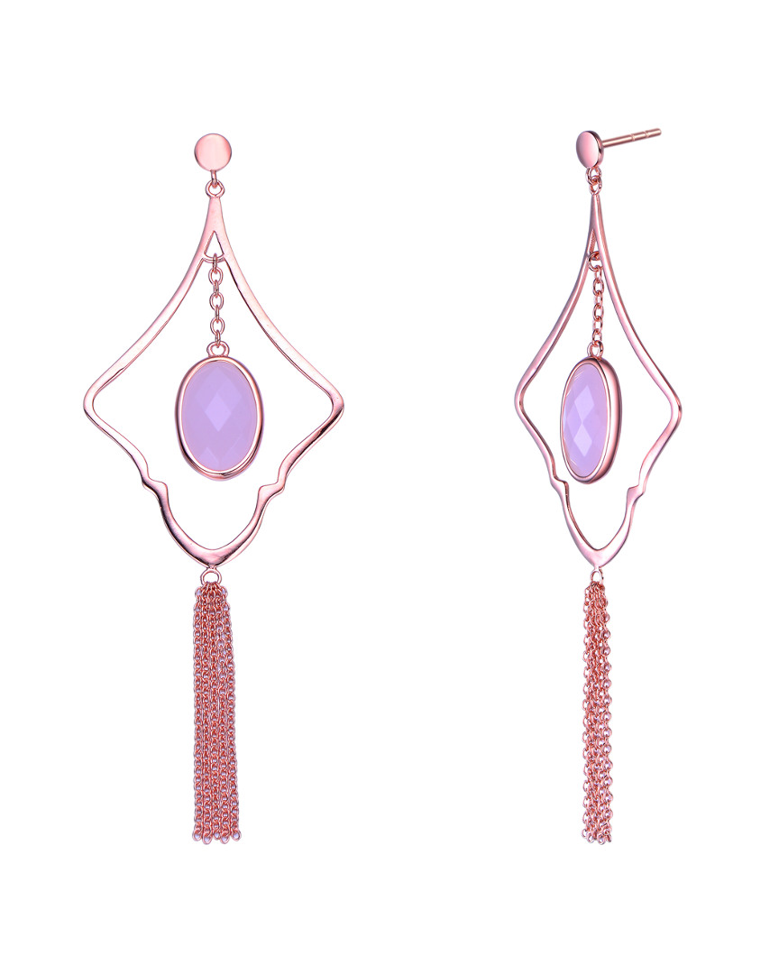 Genevive 14k Rose Gold Vermeil Cz Tassel Earrings