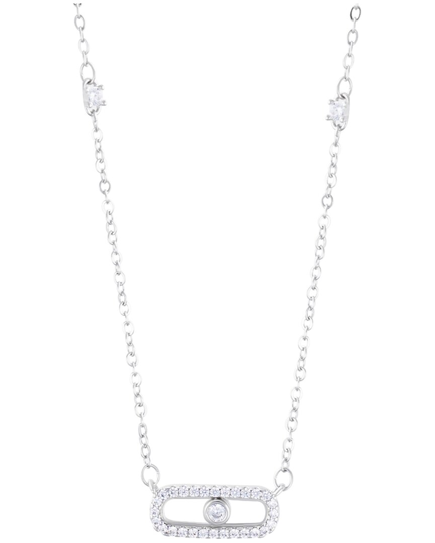 Adornia Sterling Silver Plated Adjustable Cz Dancing Stone Necklace