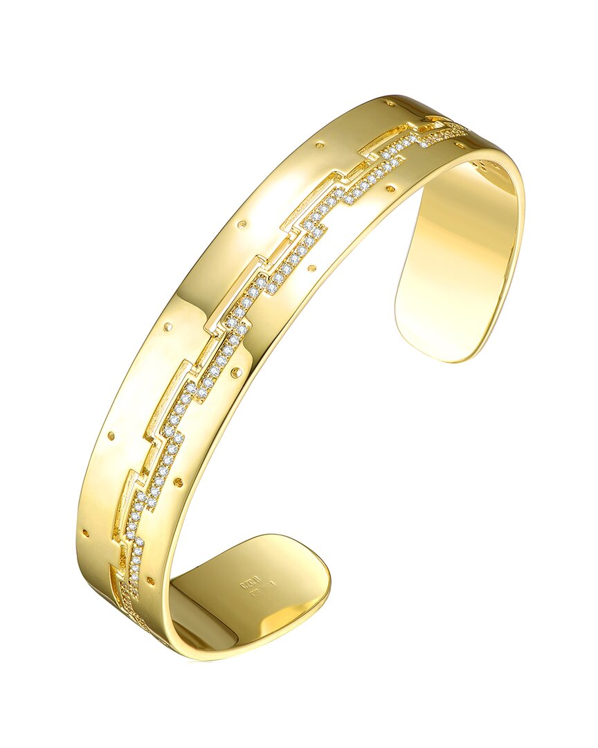 Rachel Glauber 14k Gold Plated With Cubic Zirconias Zig Zag Cuff Bracelet