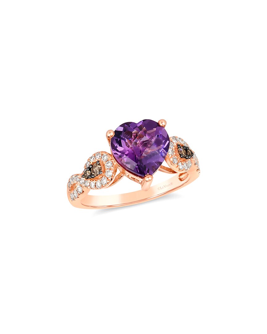 Le Vian ® Amethyst Heart 14k Rose Gold 2.78 Ct. Tw. Diamond & Dark Amethyst Ring In Gold