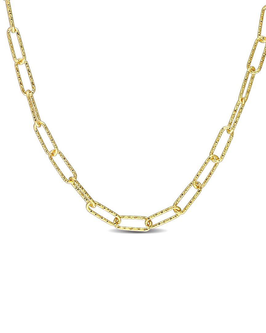 Italian Silver 18k Over  Paperclip Chain Necklace