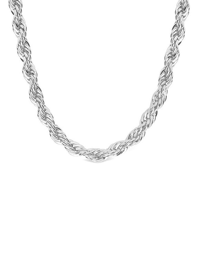 Sterling Forever Rhodium Plated Rope Twist Chain Necklace