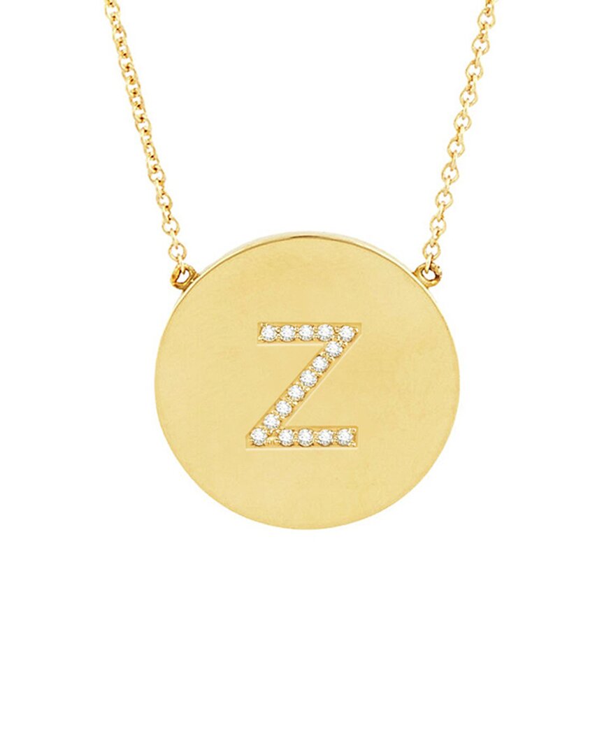 Sterling Forever Dnu Discontinued  14k Over Silver Cz Round Initial Pendant Necklace (a-z) In Gold