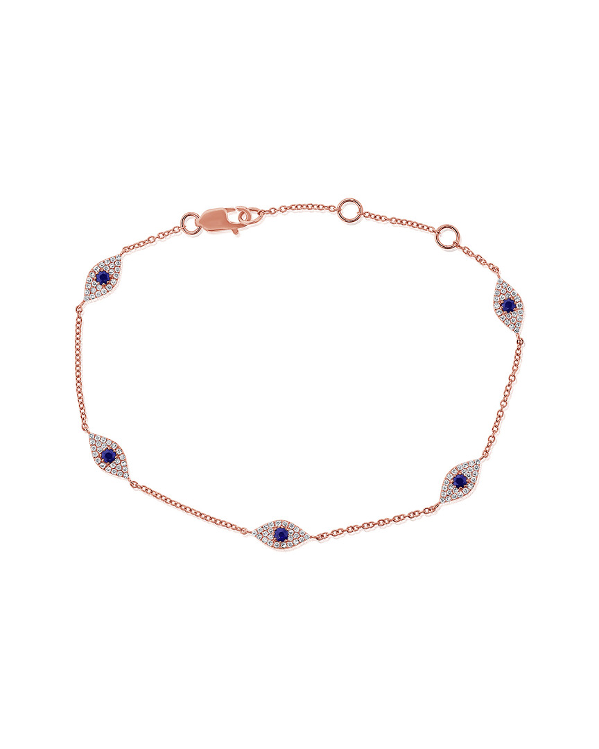 Shop Sabrina Designs 14k Rose Gold 0.45 Ct. Tw. Diamond & Sapphire Evil Eye Bracelet