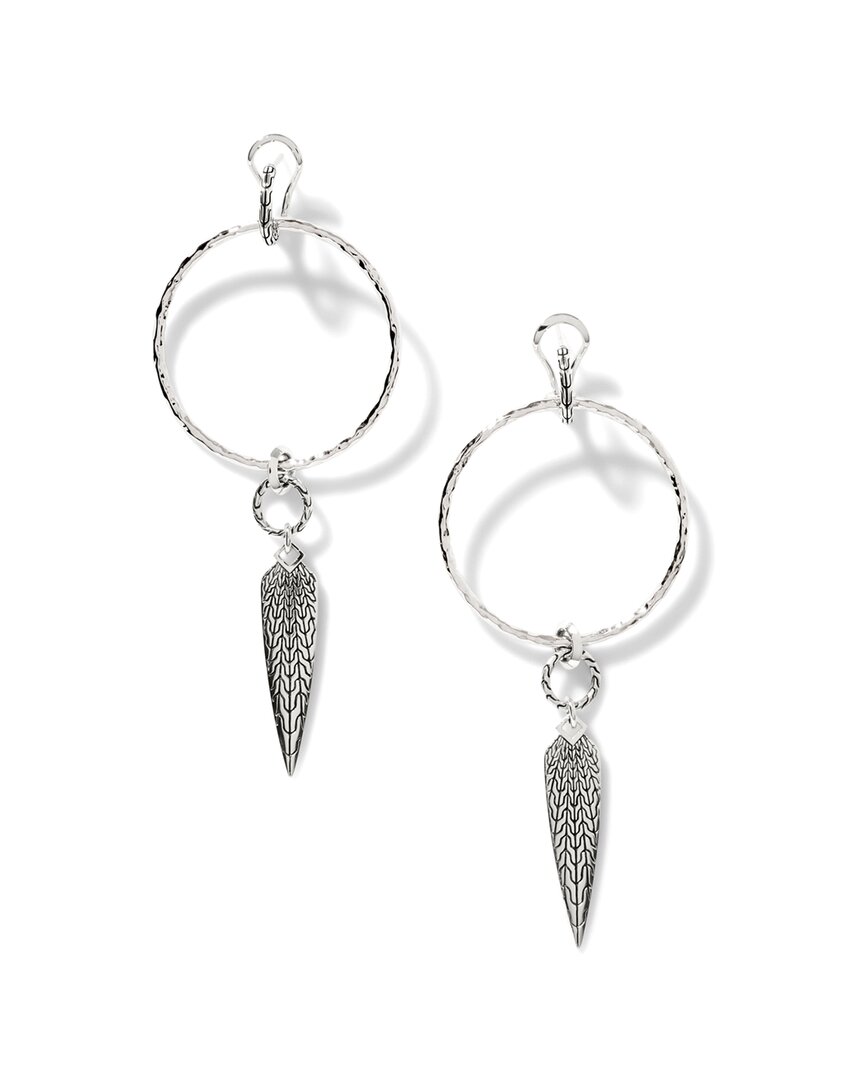John Hardy Classic Chain Hammered Drop Huggie Hoop Earrings