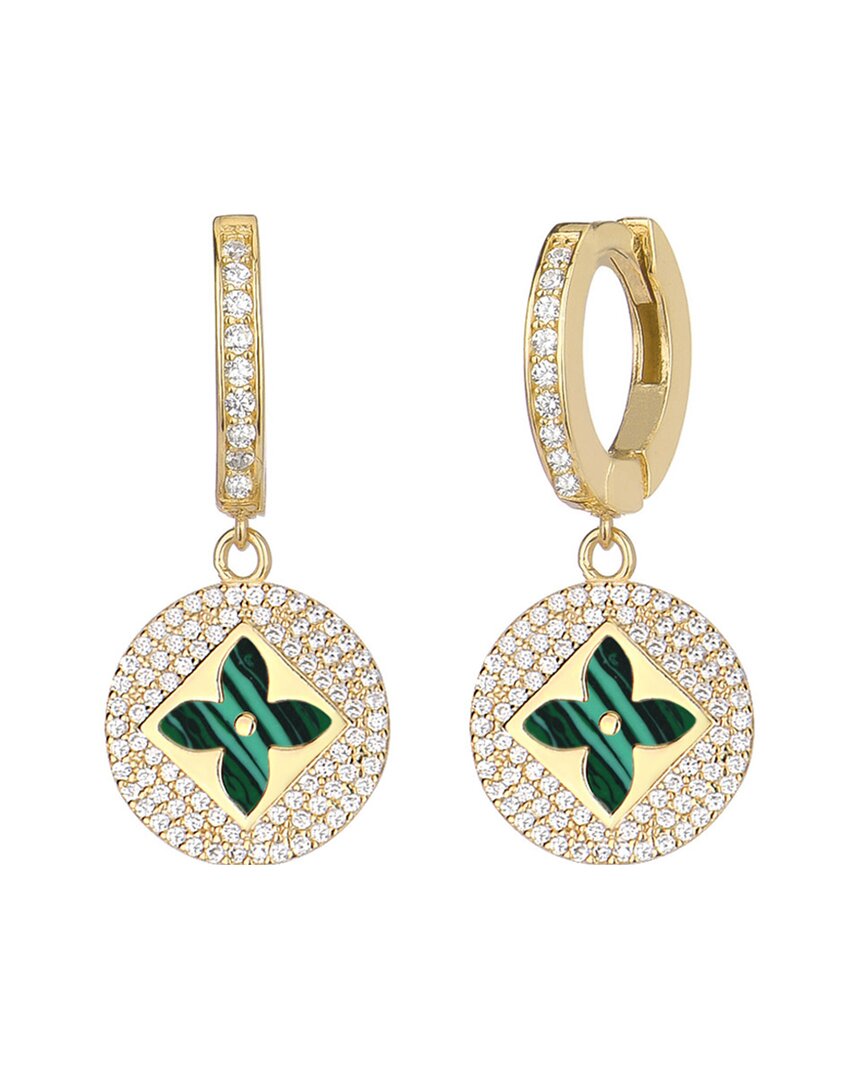 Gabi Rielle 14k Vermeil Cz Clover Dangle Earrings