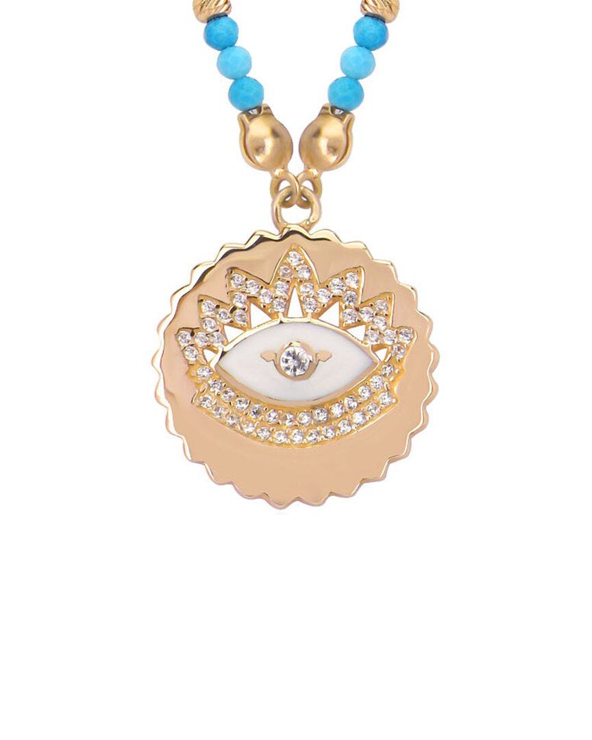 Shop Gabi Rielle 14k Vermeil Cz & Enamel Lucky Eye Medallion Necklace