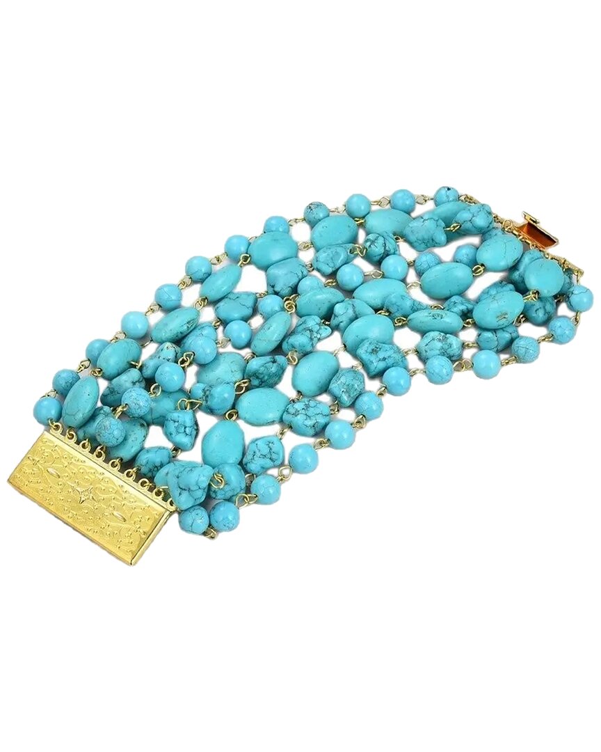 Liv Oliver 18k Plated Turquoise Statement Bracelet In Blue