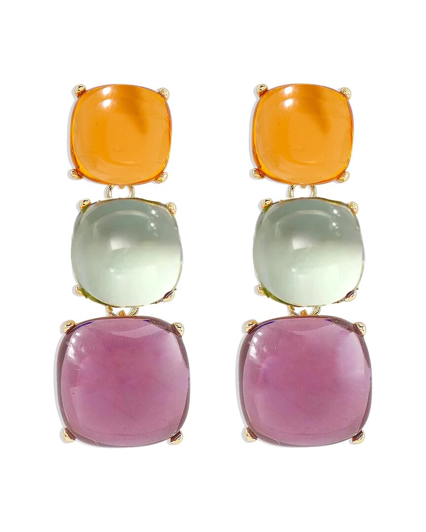 Liv Oliver 18k Plated 15.25 Ct. Tw. Quartz Earrings In Multi