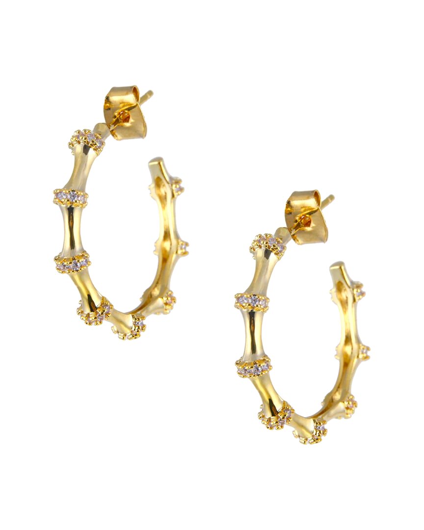 Liv Oliver 18k Plated Embellished Hoops In Gold