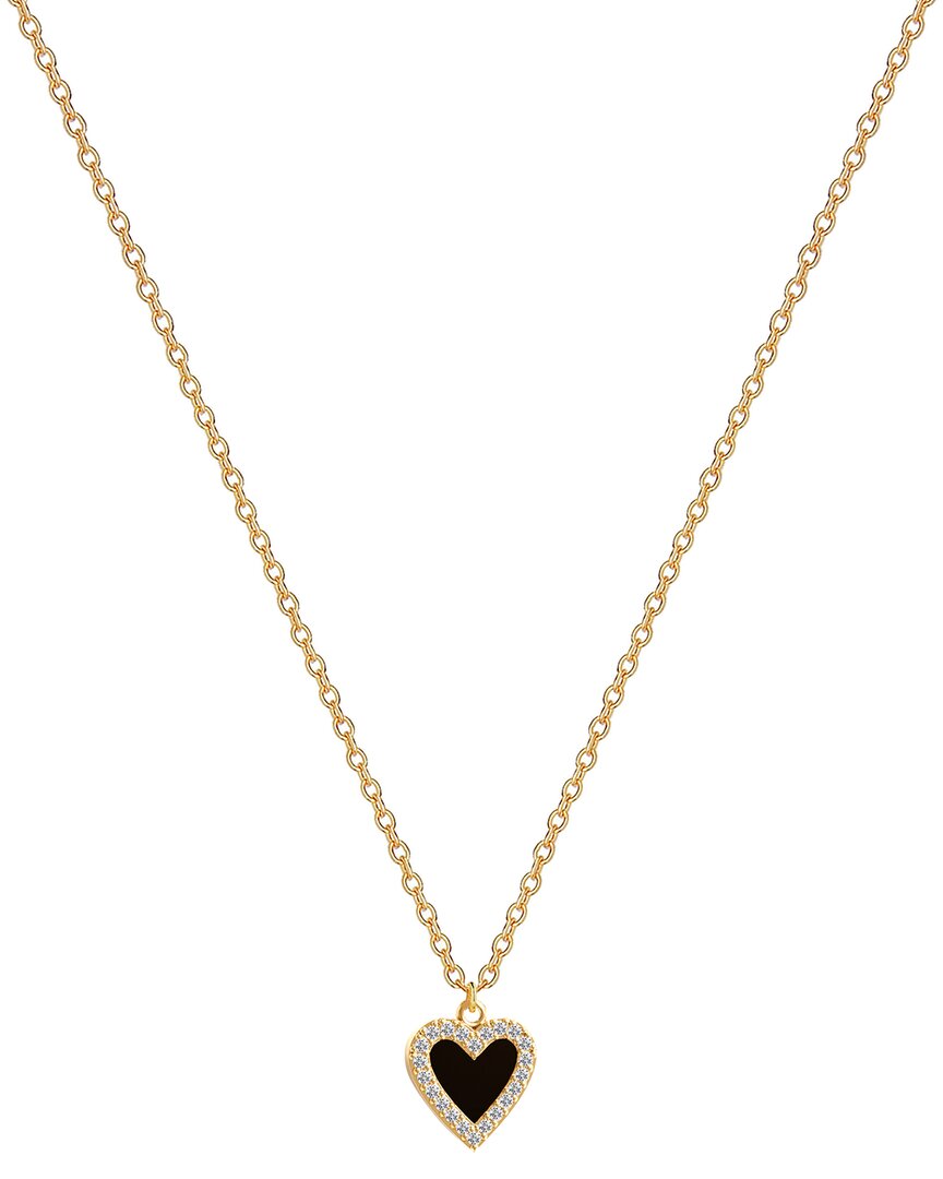 Gabi Rielle 14k Over Silver Onyx Cz Pendant Necklace