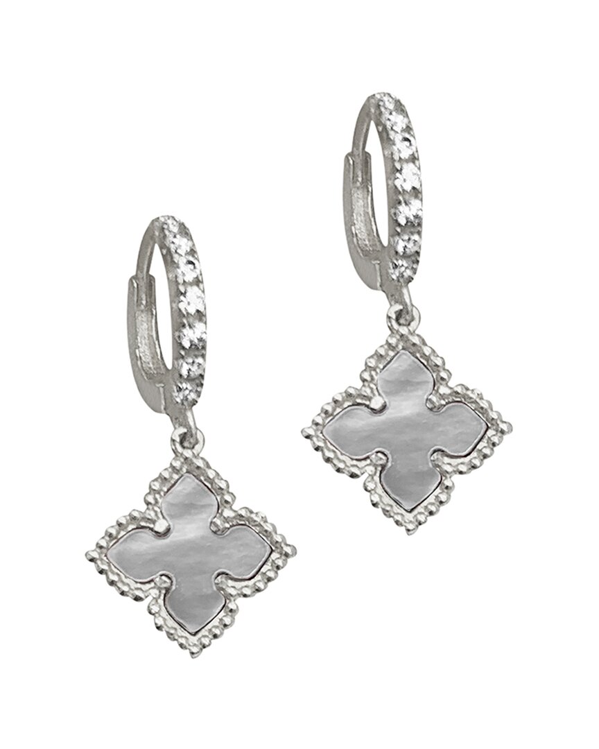Adornia Floral Dangle Mother Of Pearl Hoop Earrings