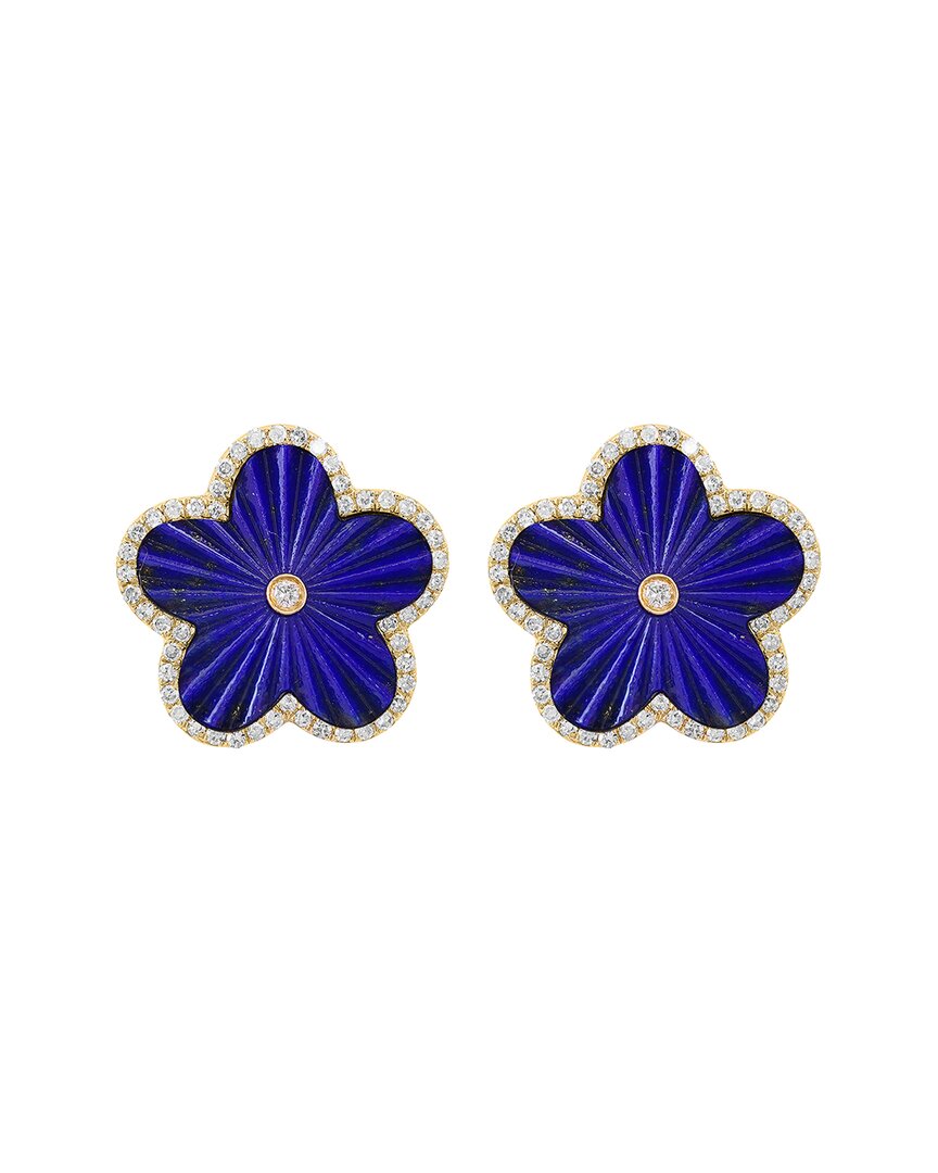 Effy Fine Jewelry 14k 5.63 Ct. Tw. Diamond & Lapis Lazuli Earrings