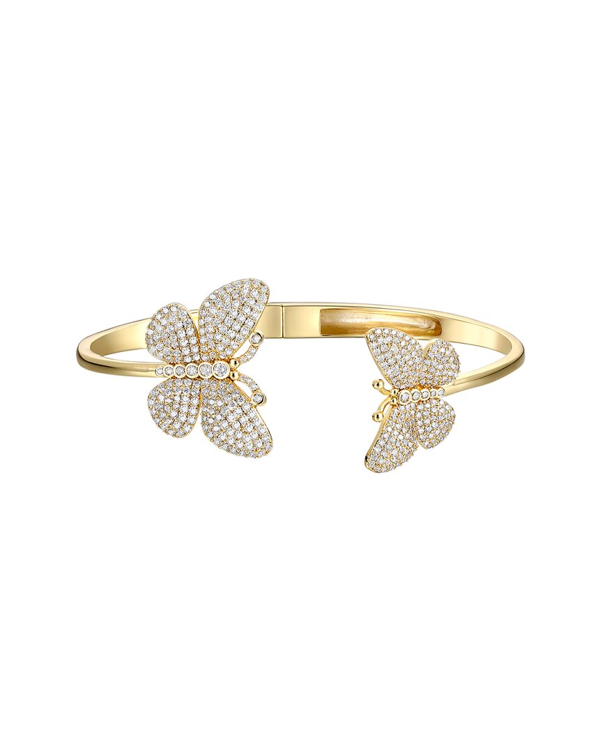 Genevive 14k Over Silver Cz Butterfly Bangle Bracelet