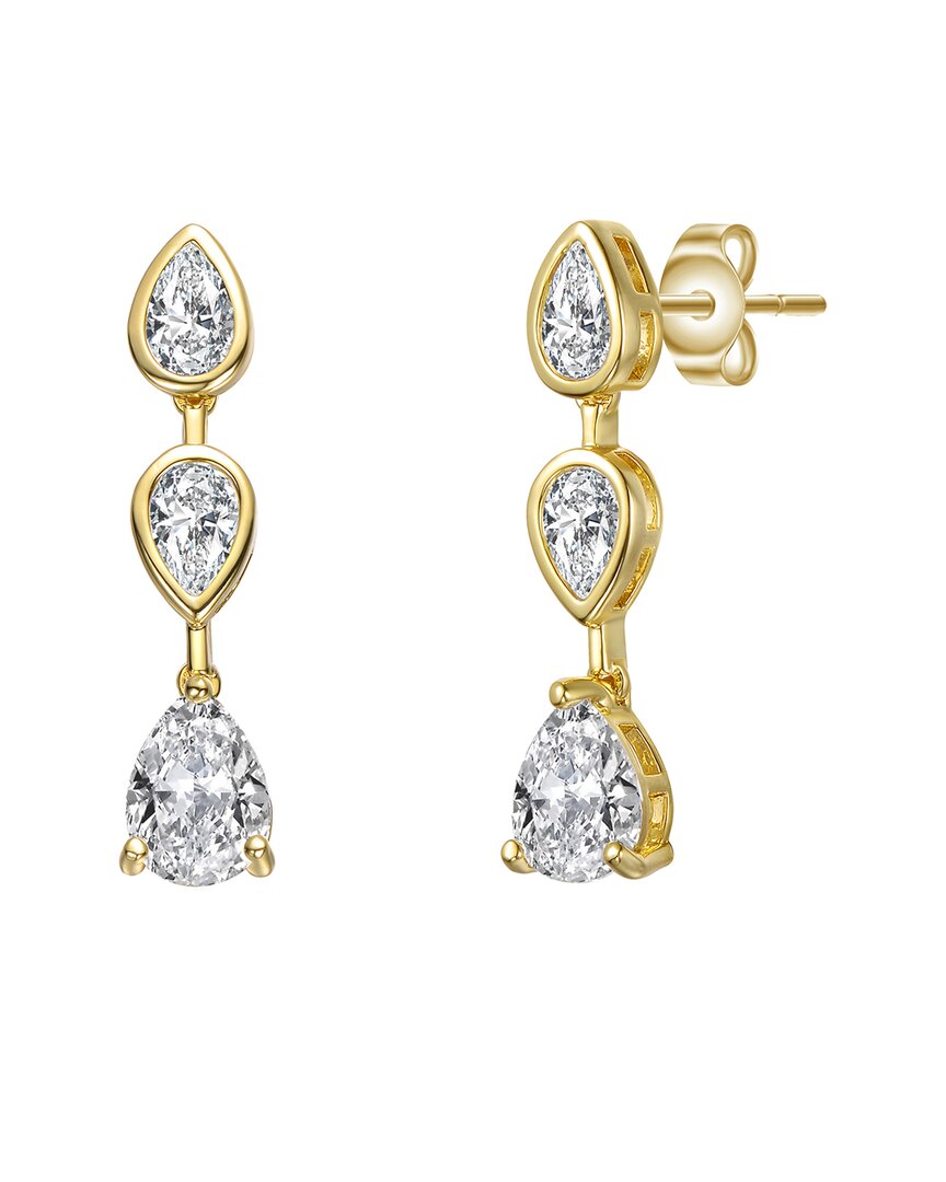 Genevive 14k Over Silver Cz Statement Earrings